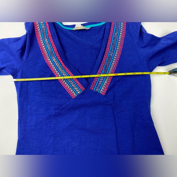 Boden Blue Multicolored Embroidery Dress Vneck Size 2 - Picture 7 of 10